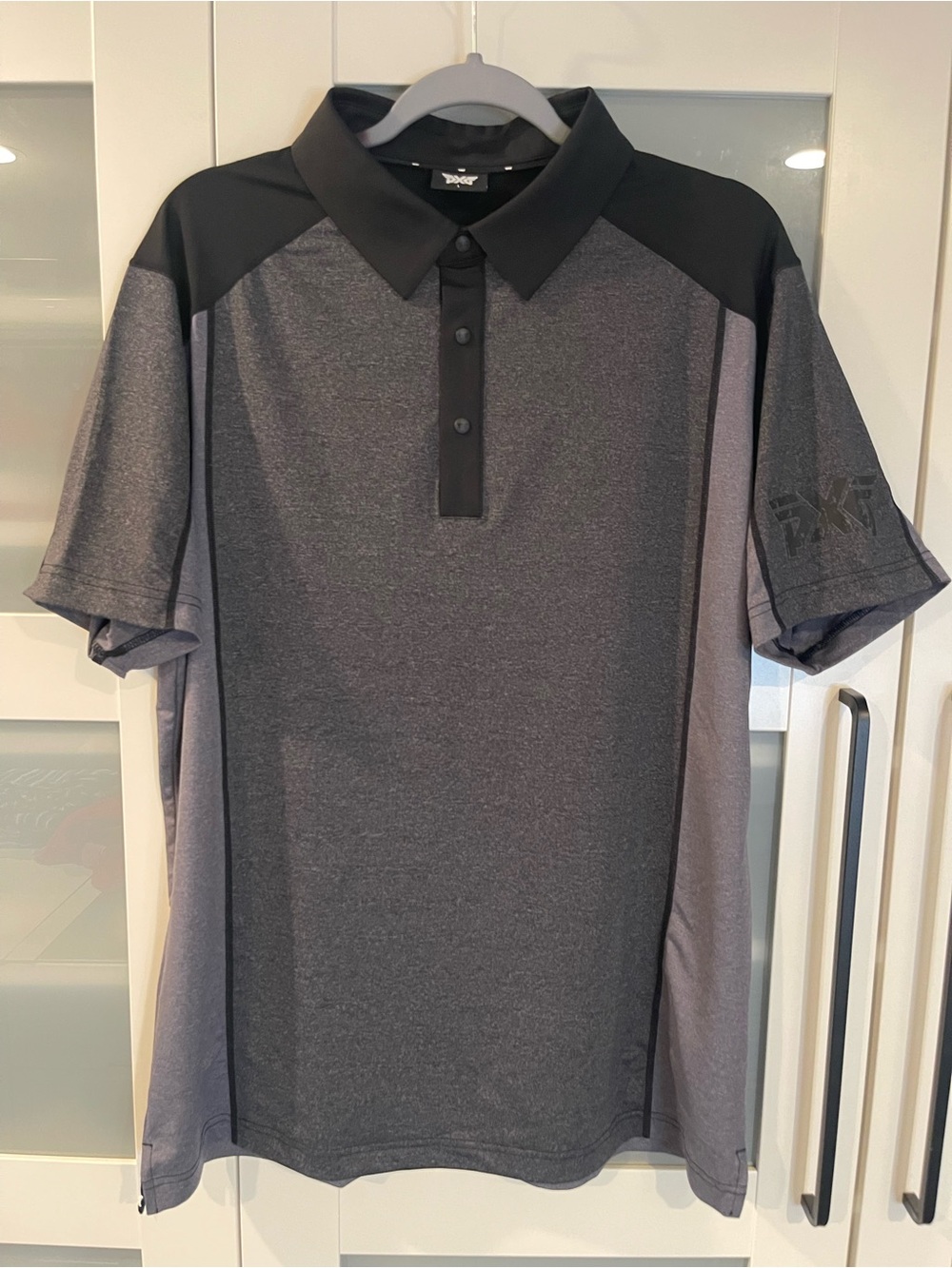 PXG Men’s Grey and Black Performance Polo